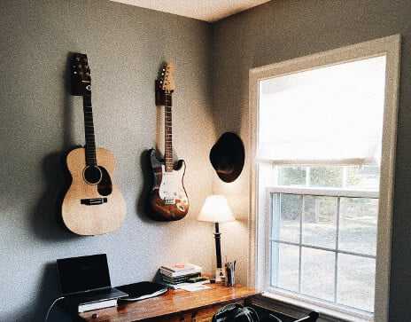 guitars on a wall