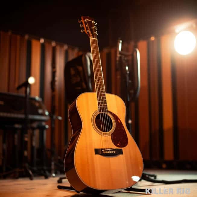 Acoustic Guitar In A Studio.