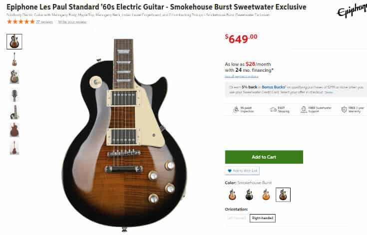 Epiphone Les Paul Price At Sweetwater.